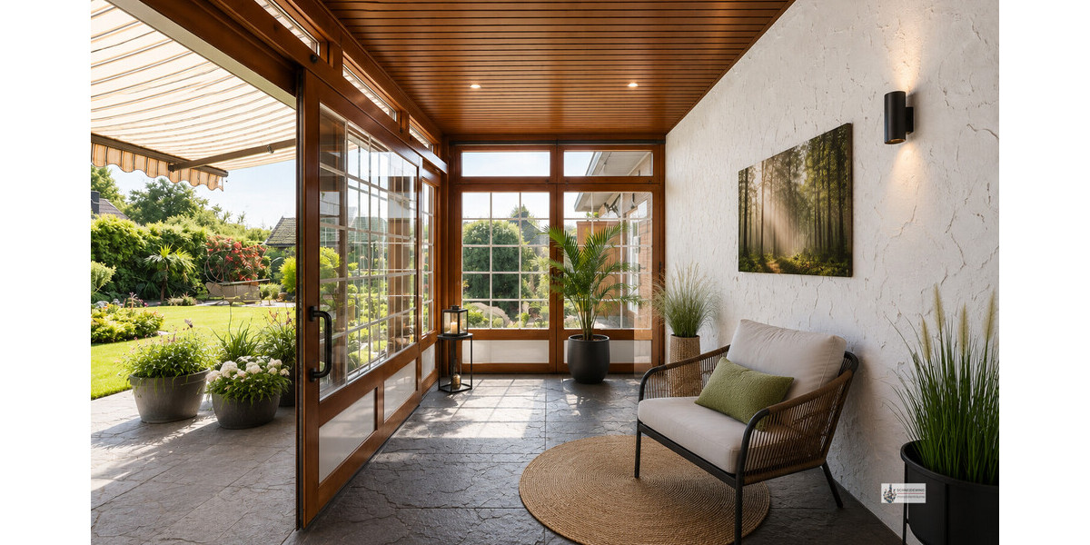 Heller moderner Wintergarten mit Naturblick