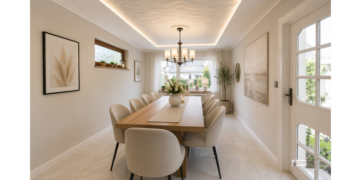 Elegantes Esszimmer im modernen skandinavischen Stil